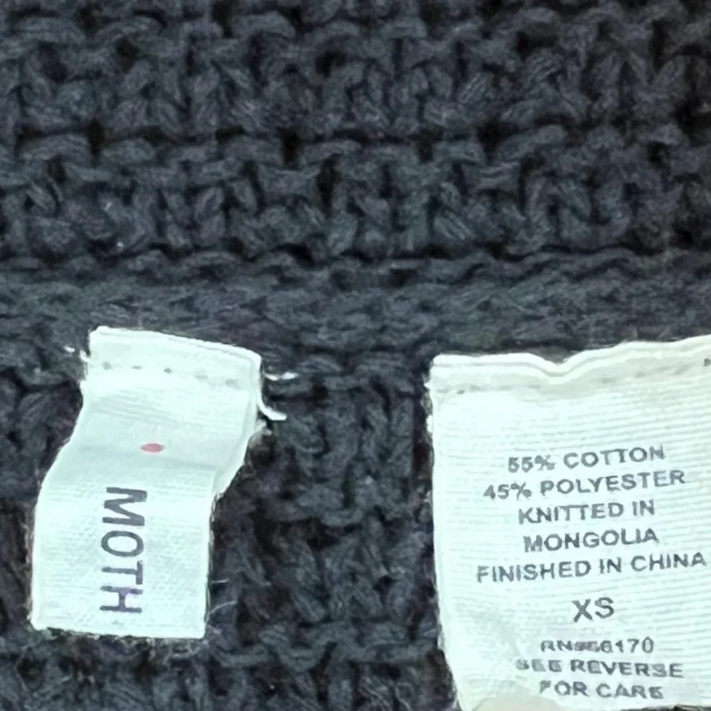 Anthropologie Moth Motion Study Cardigan Size XS Black Bicycle Textured Boho Art - Picture 3 of 7